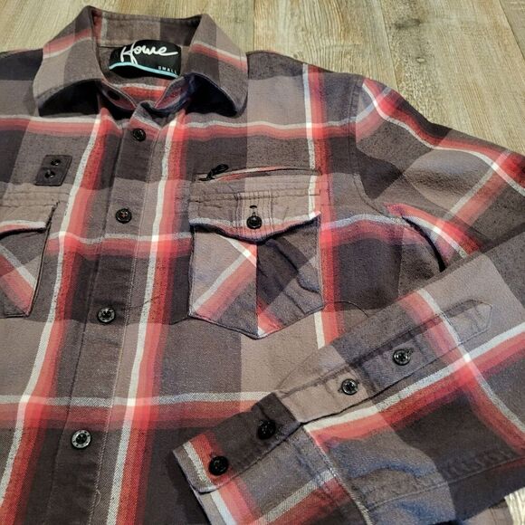 Howe Long Sleeved Tatical Plaid Flannel Button Up Shirt Men's Size Small - Picture 3 of 7